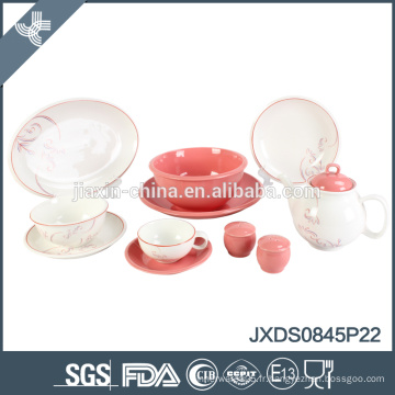 Produits chauds rose et blanc chinois ensemble de dîner en porcelaine